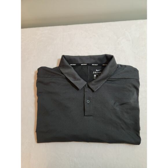 Nike Golf Polo Shirt Mens XL Gray Polka Dot Dri-Fit Preppy Athleisure - Picture 1 of 12